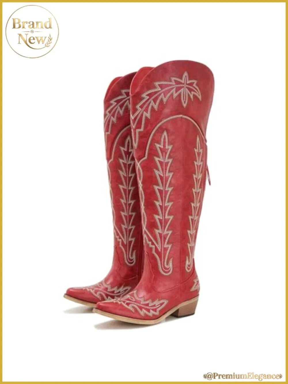 Womens Wide Calf Over the Knee Faux Leather Western Cowboy Boots Adjustable Tie